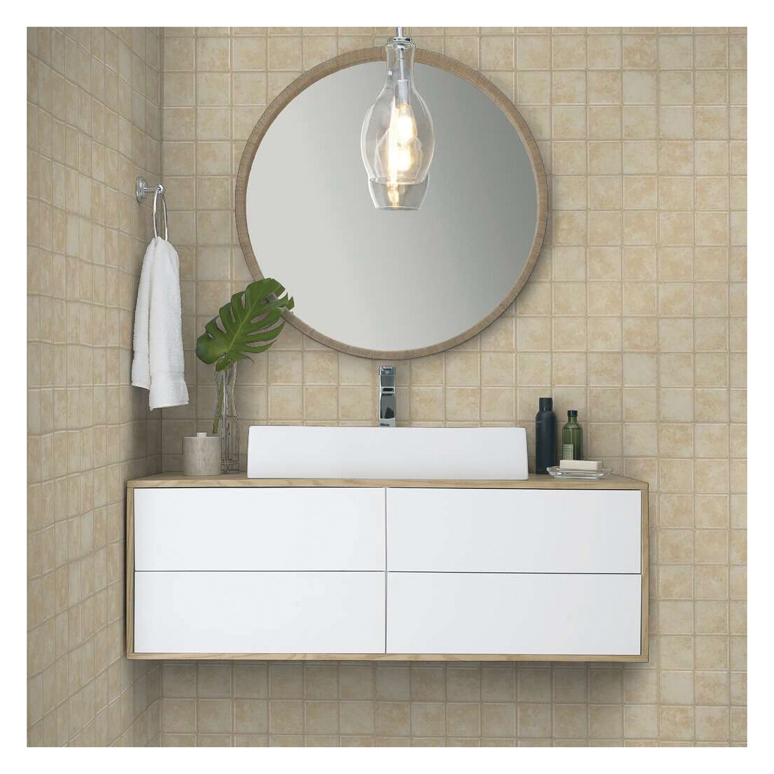 Shaw Floors Ceramic Solutions, Colonnade Series CS22A-00100 Ceramic Tile, 12.22 in L Tile, 12.22 in W Tile, Alabaster - 4