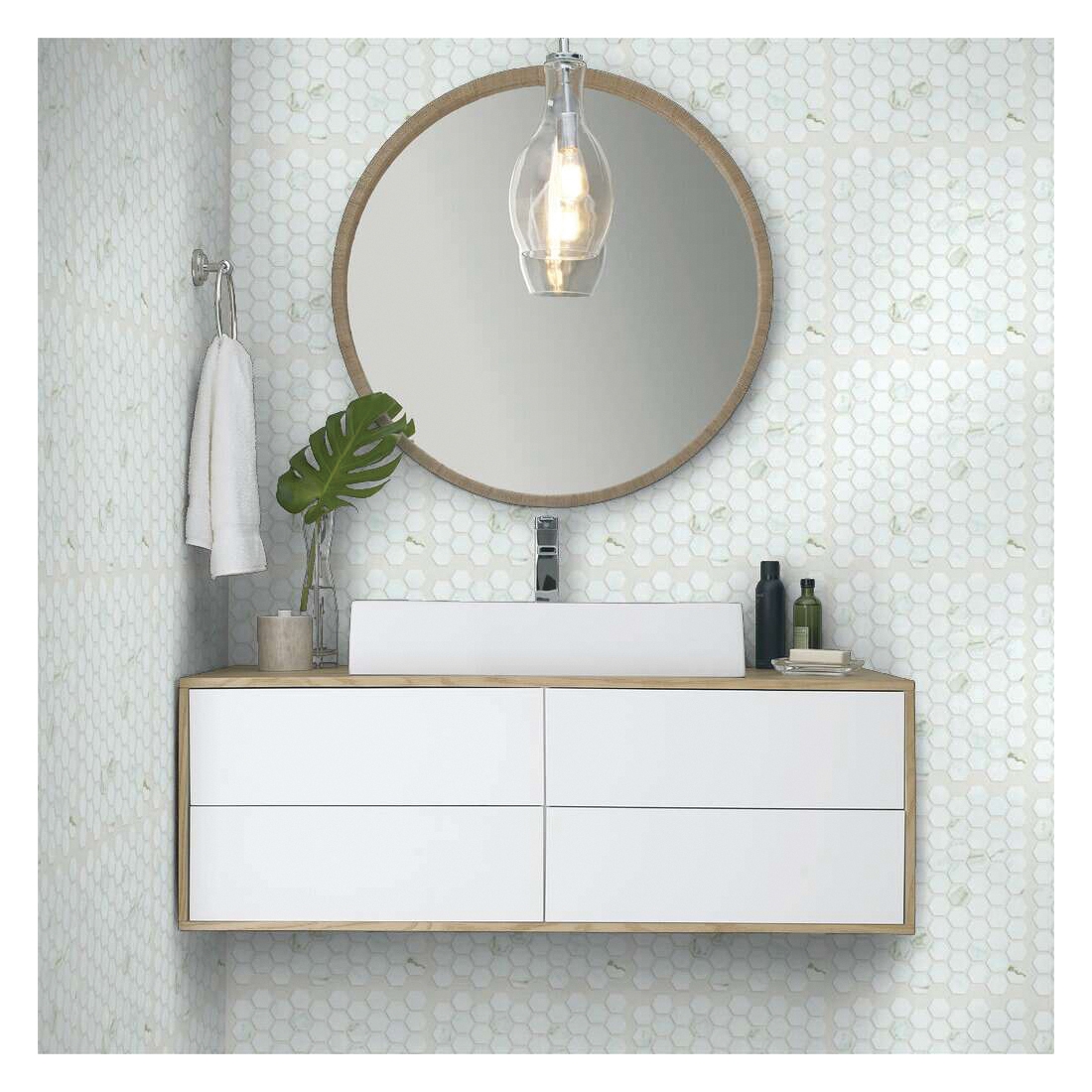 Shaw Floors Casino Ceramic Solutions Series CS39V-00121 Porcelain Tile, 11.57 in L Tile, 12.05 in W Tile, Calacatta - 4