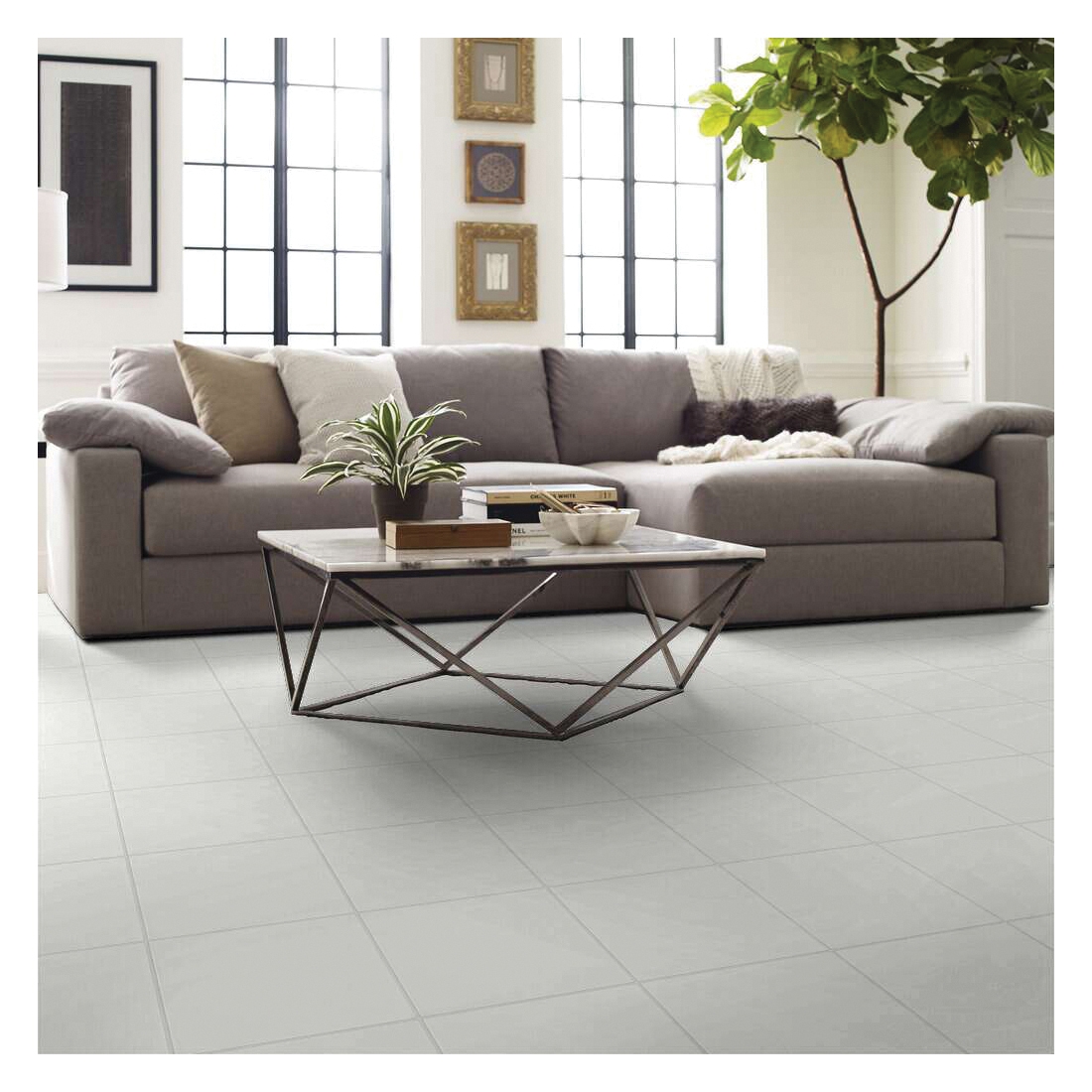 Shaw Floors Ceramic Solutions Diva Series CS03V-00100 Porcelain Floor Tile, 11.73 in L Tile, 11.73 in W Tile, White - 4