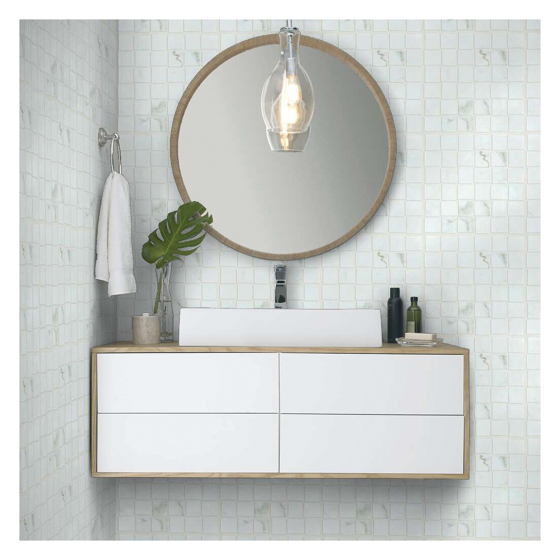 Shaw Floors Casino, Ceramic Solutions Series CS40V-00121 Porcelain Tile, 11.73 in L Tile, 11.73 in W Tile, Calacatta - 4