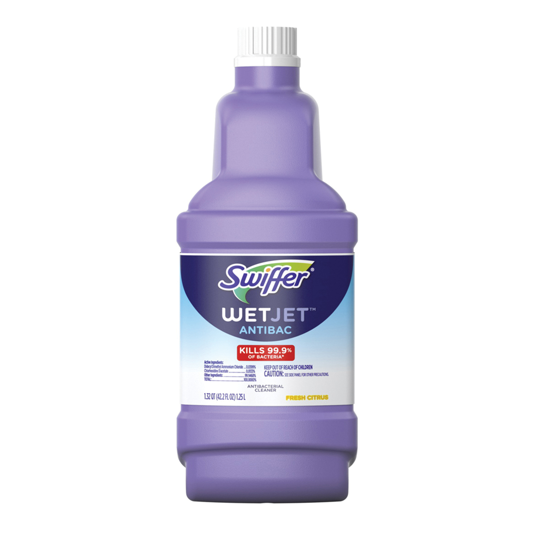WetJet 56592 Anti-Bacterial Solution Refill, 1.25 L Bottle, Liquid, Fresh Citrus, Clear
