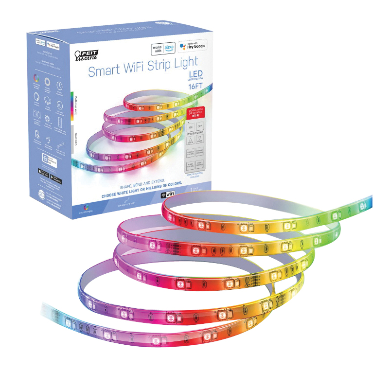 Feit Electric TAPE192/RGBW/AG Smart Wi-Fi Strip Light, 120/240 V, 10 W, Integrated LED Lamp, Multi-Color Light