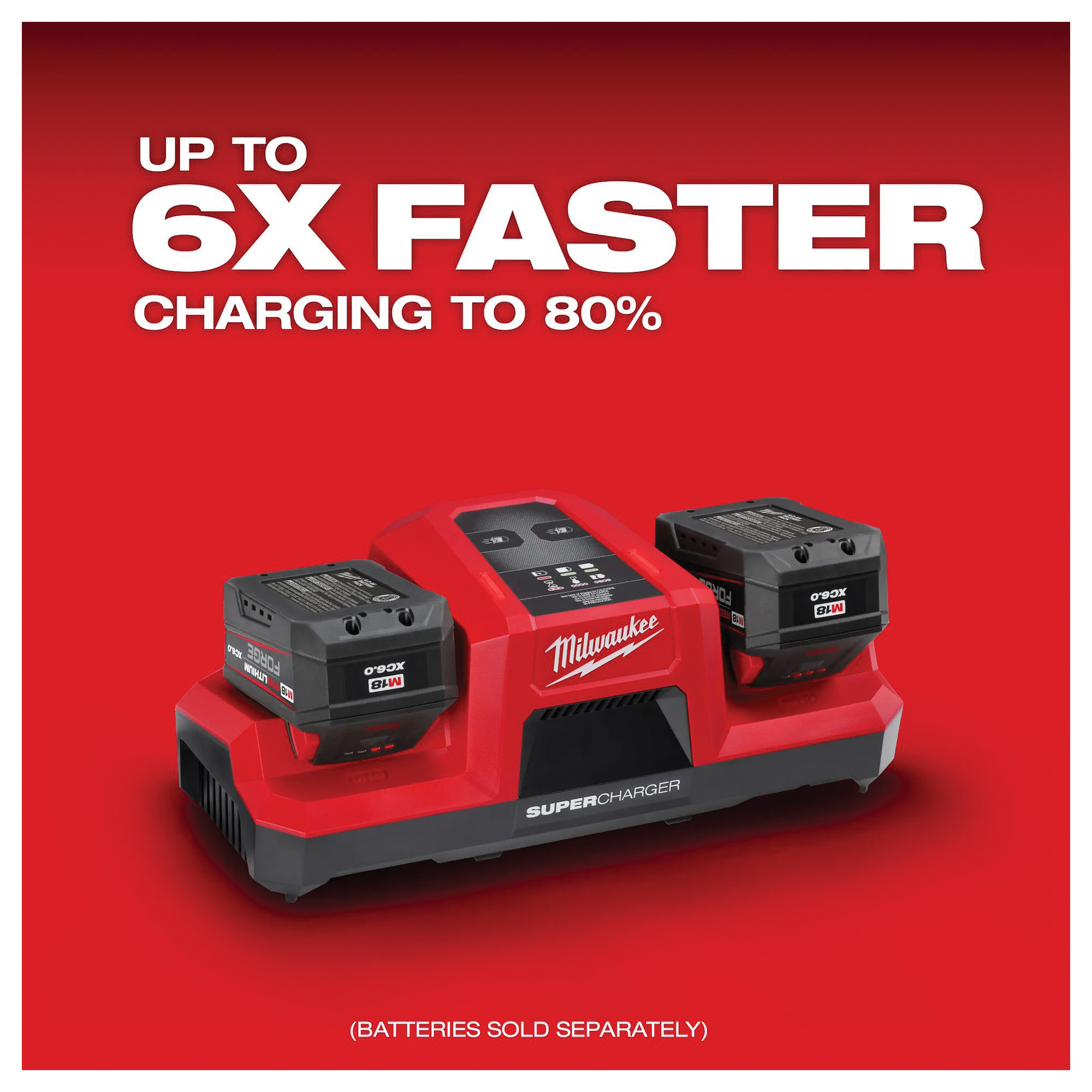Milwaukee M18 48-59-1815 Dual Bay Simultaneous Super Charger, 120 V, 15 min Charge