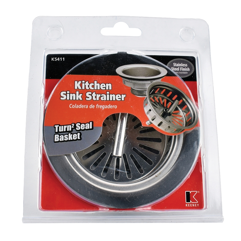 K5411 Rust-Resistant Strainer, 4-1/2 in Dia, Stainless Steel, For: Standard 3-1/2 in Sink