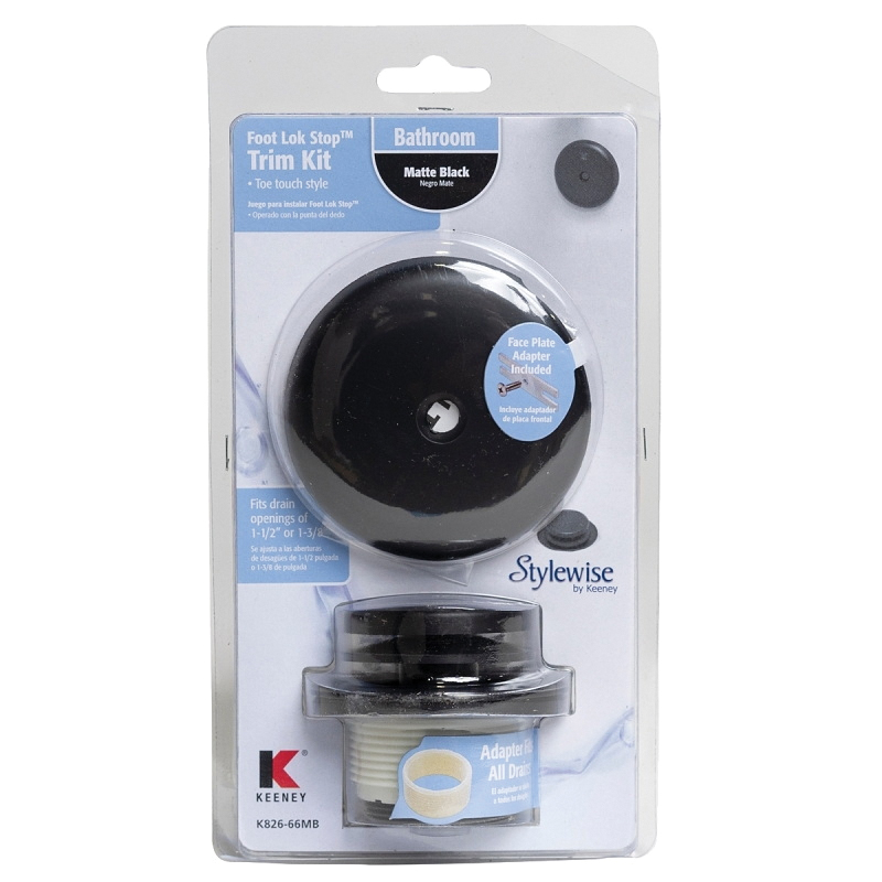 K826-66MB Foot Lock Trim Kit, Metal, Matte Black, For: 1-1/2 in or 1-3/8 in Waste Shoe