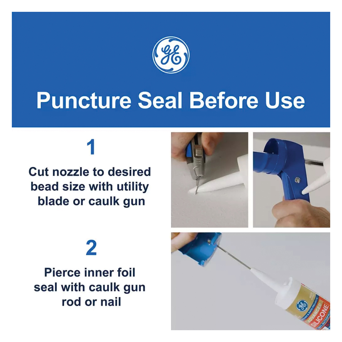 GE Paintable Silicone Supreme 2733730 Window & Door Sealant, White, 24 hr Curing, 9.5 fl-oz Cartridge - 2