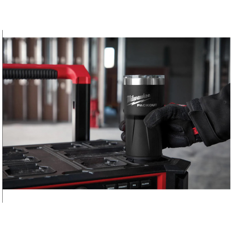 Milwaukee PACKOUT 48-22-8393B Tumbler, 30 oz, Sliding Magnetic Lid, Metal, Black, Insulated - 2