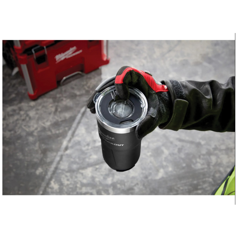 Milwaukee PACKOUT 48-22-8393B Tumbler, 30 oz, Sliding Magnetic Lid, Metal, Black, Insulated - 3