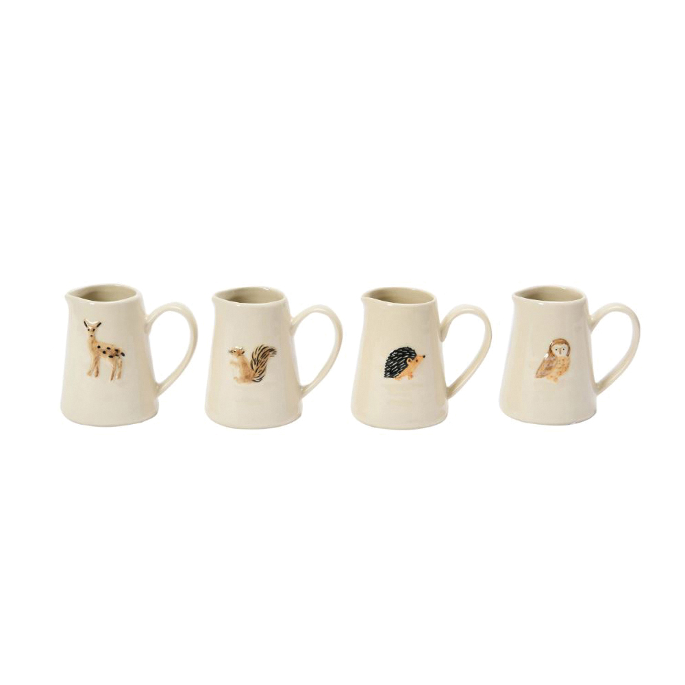 Creative Co-Op Secret Garden Series DF4986A Creamer with Forest Animal, 6 oz, Stoneware - 4