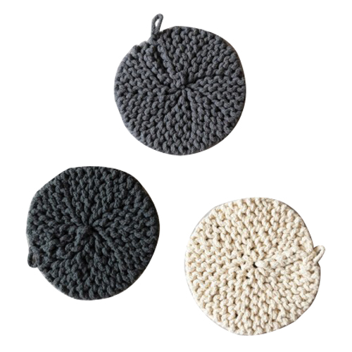 Creative Co-Op DF5464A Crocheted Pot Holder, Cotton, Round - 1