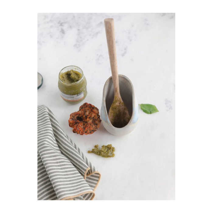 Creative Co-Op DF4061 Spoon Rest with Glaze, Stoneware, 5-1/2 in L, 1/2 in W - 2