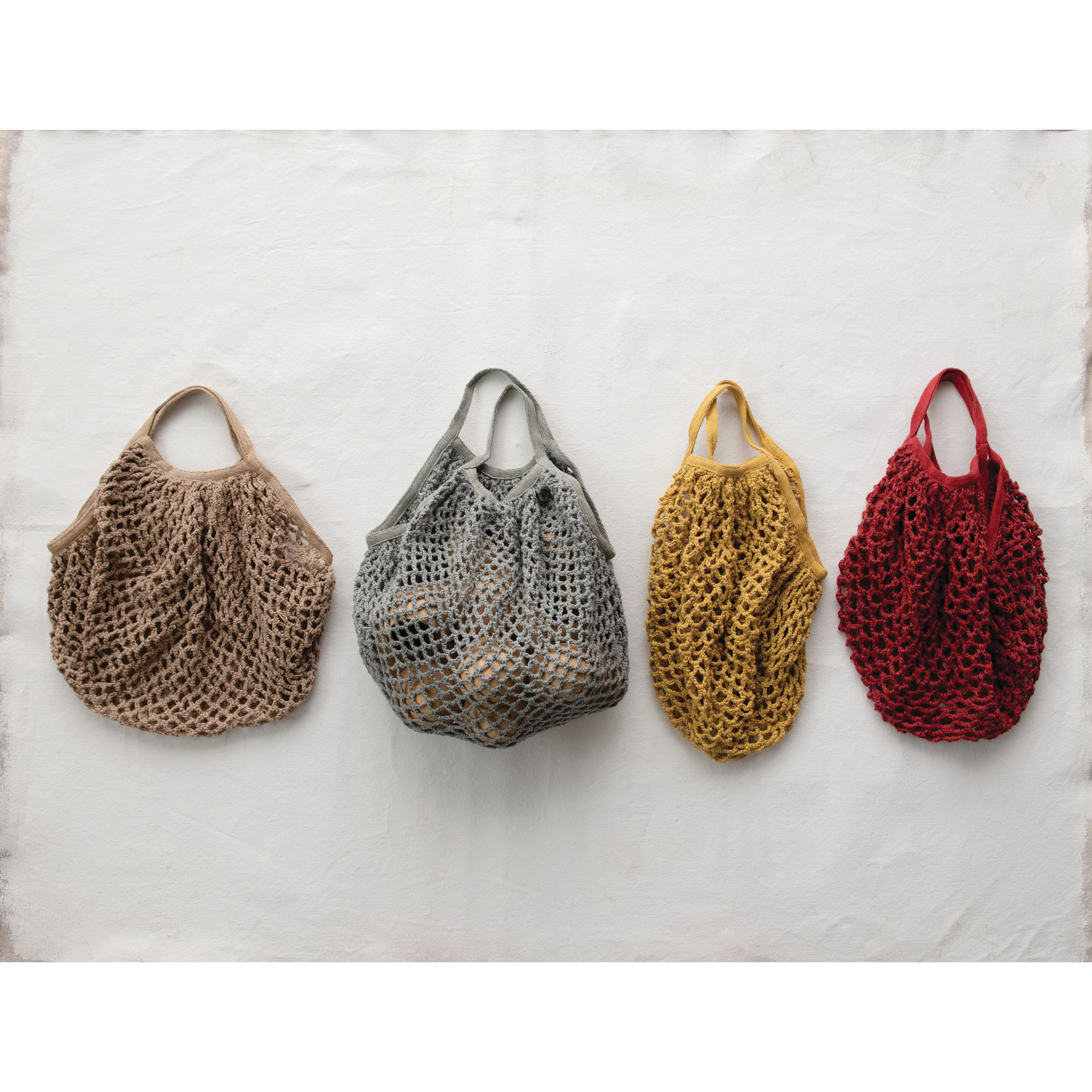 Creative Co-Op Rustic Country Series DF3612A Crochet Market Bag, Cotton, Assorted - 2
