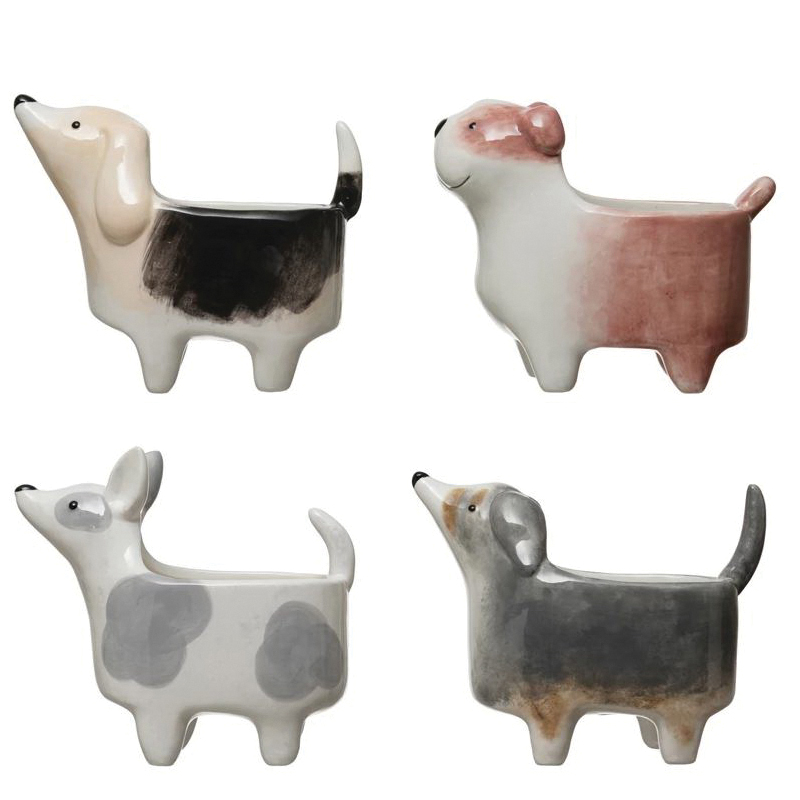 Creative Co-Op Bits & Bobs Series DF4163A Assorted Planter, Dog Design, Ceramic