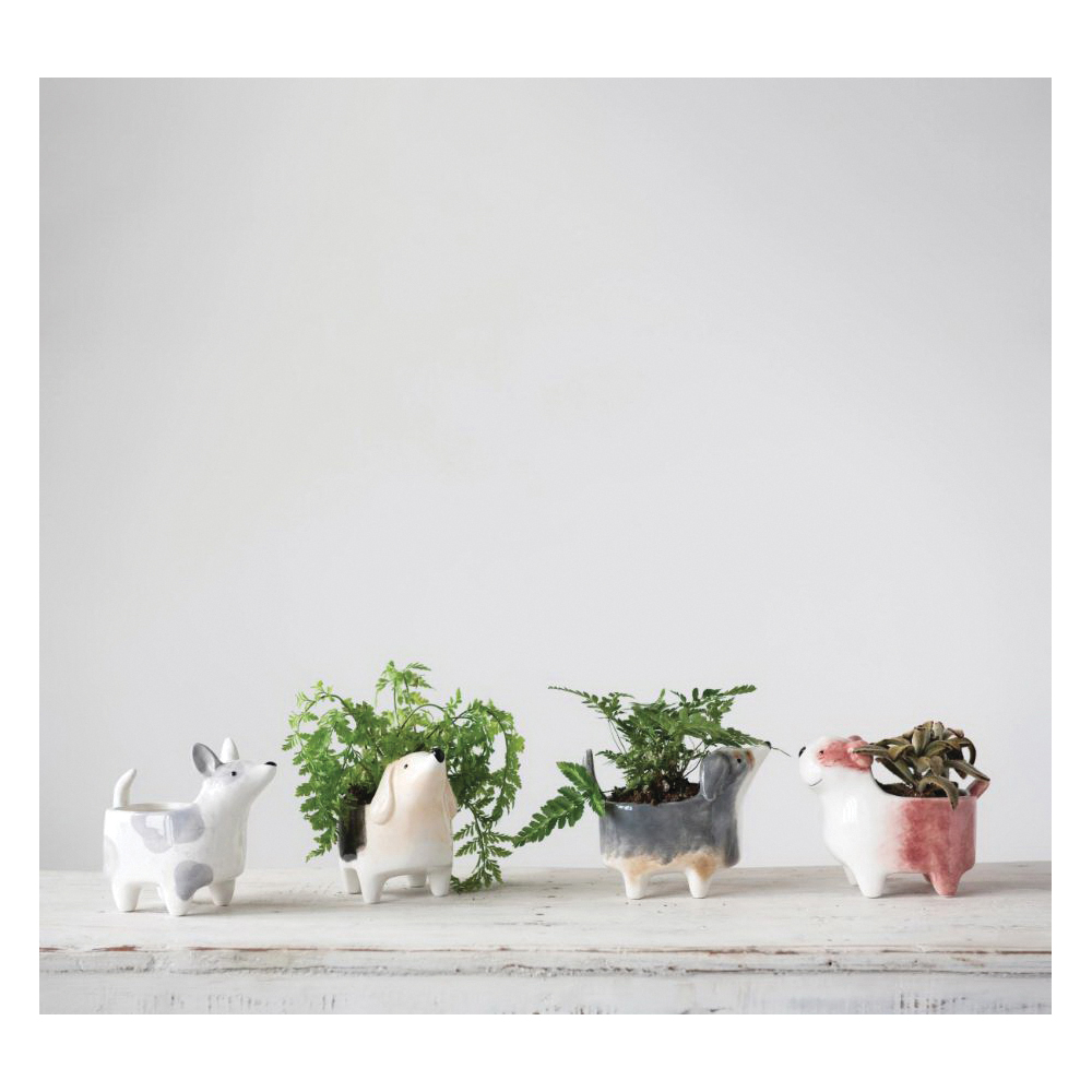 Creative Co-Op Bits & Bobs Series DF4163A Assorted Planter, Dog Design, Ceramic