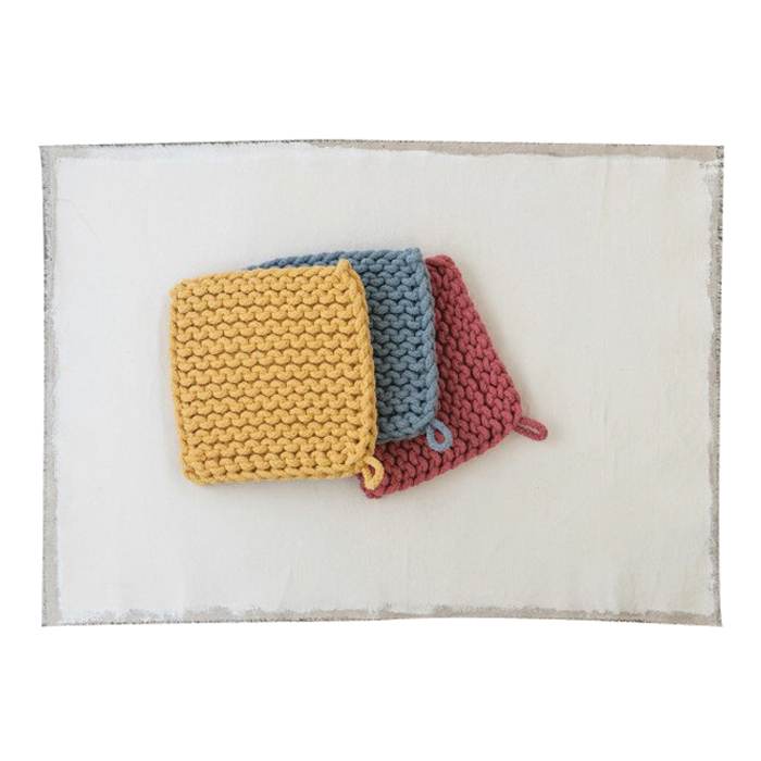 Creative Co-Op DF5116A Crocheted Pot Holder, Cotton, Square - 1