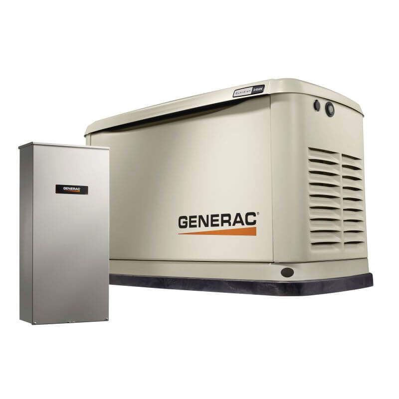 Generac Guardian Series 7291 Home Standby Generator, 108.3 A (LP), 93.8 A (NG), 120/240 VAC, 26 kW Output