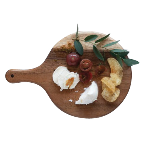 Creative Co-Op DF5380 Cheese/Cutting Board with Handle, 12-1/2 in L, 8-1/4 in W, Suarwood, Natural - 2