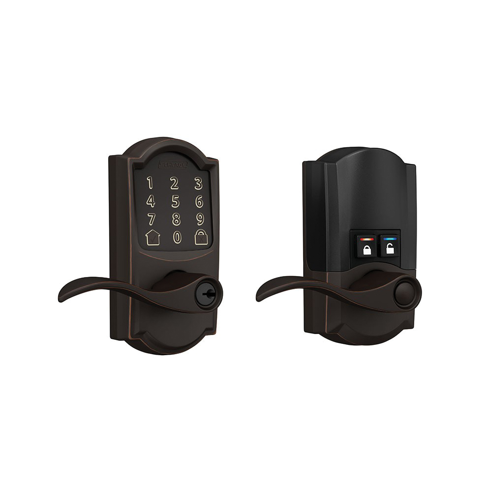 Smart Wi-Fi Deadbolt, Schlage, Camelot Design, Aged Bronze, Residential, AAA Grade, Zinc - 1