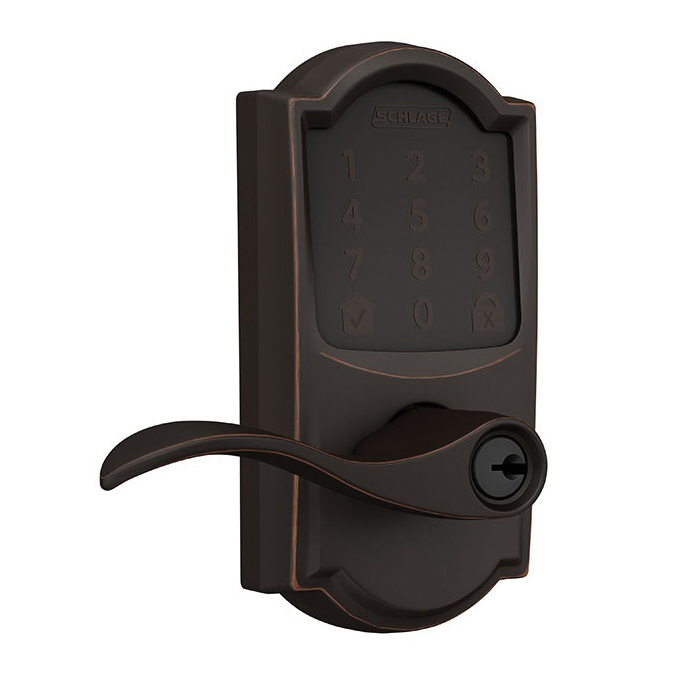Smart Wi-Fi Deadbolt, Schlage, Camelot Design, Aged Bronze, Residential, AAA Grade, Zinc - 2