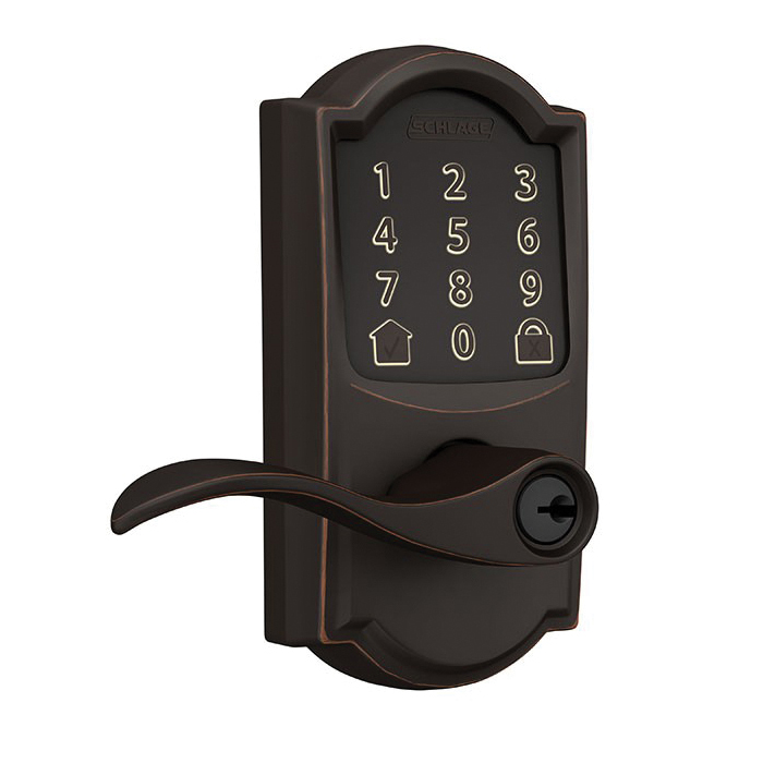 Smart Wi-Fi Deadbolt, Schlage, Camelot Design, Aged Bronze, Residential, AAA Grade, Zinc - 3