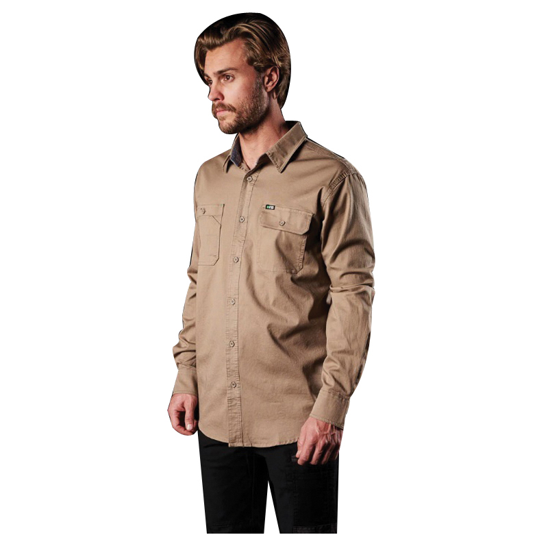 FXD LSH-1-KHAKI-M Shirt, M, Cotton, Khaki, Long Sleeve, T...