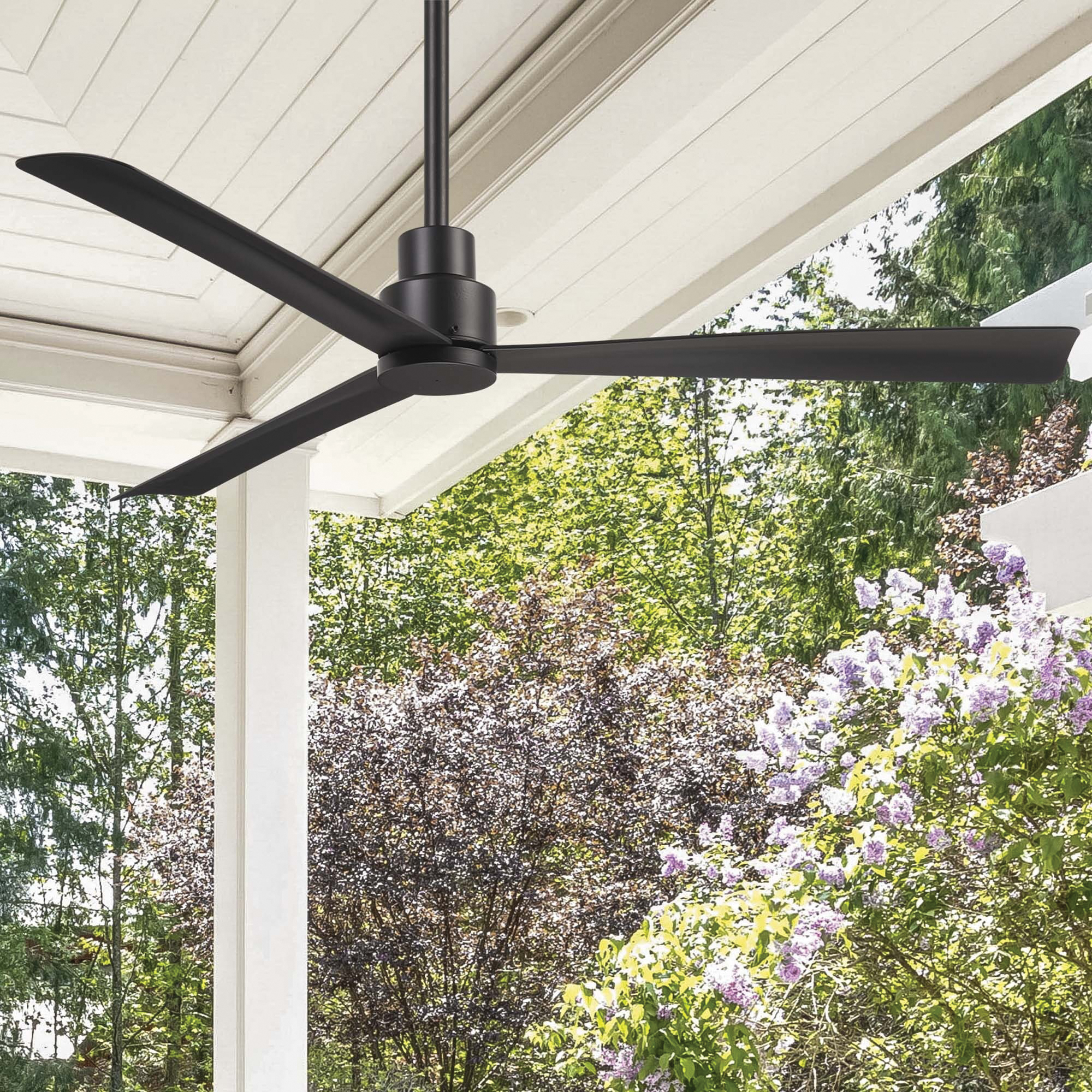 Simple Indoor/Outdoor Ceiling Fan, Minka-Aire, with Remote, 52 in Dia, Black - 2