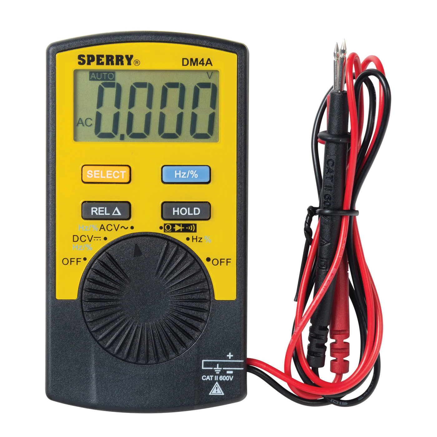 DM4A Pocket Digital Multimeter, 1 mV to 600 VAC/VDC, 0.1 Hz to 99.99 kHz, 0.1 to 99.9% VAC/VDC