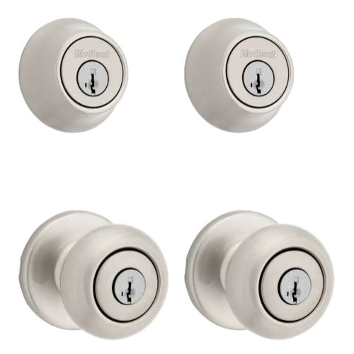 Cove 92420-059 Entry Knob and Single Cylinder Deadbolt, Knob Handle, Classic, Colonial, Traditional Design