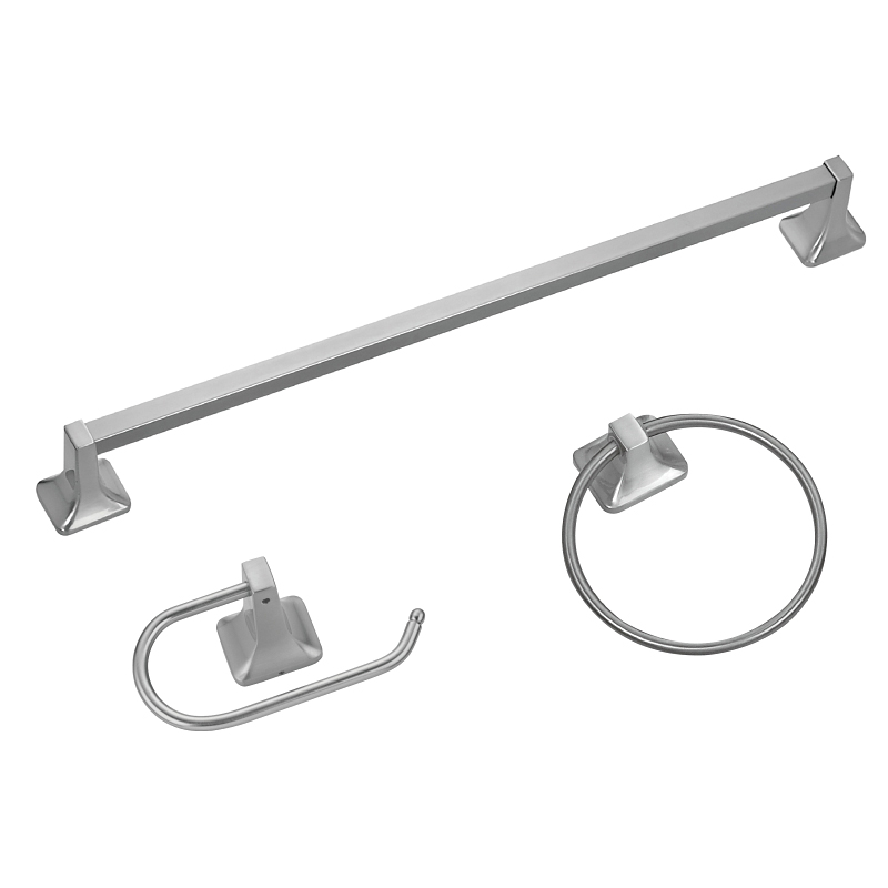 3603BN Bath Hardware Set, Aluminum/Steel/Zinc, Brushed Nickel, 3-Piece, For: Bathroom