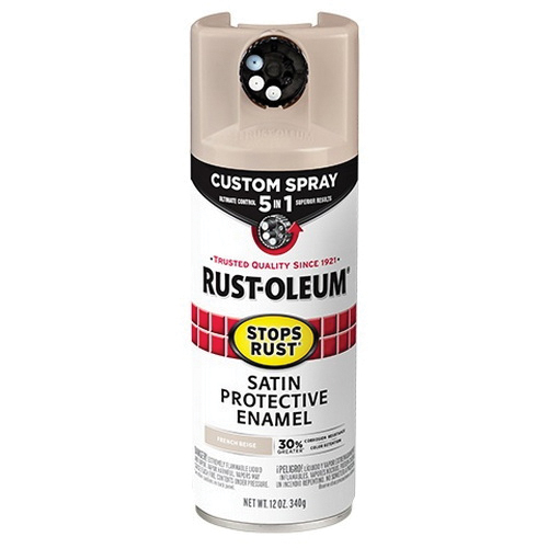 376879 Rust Preventative Spray Paint, Satin, French Beige, 12 oz, Can