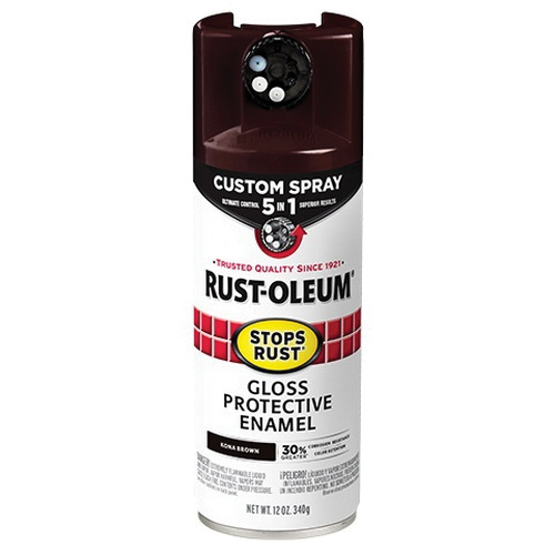 376903 Rust Preventative Spray Paint, 12 oz Can, 6 to 10 sq-ft/can Coverage Area, Oil Base, Gloss, Kona Brown