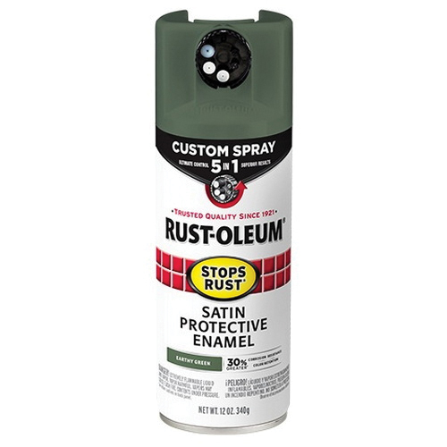 383421 Rust Preventative Spray Paint, Satin, Earthly Green, 12 oz, Can