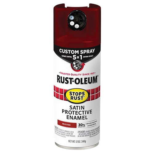 385008 Rust Preventative Spray Paint, Satin, Brick Red, 12 oz, Can