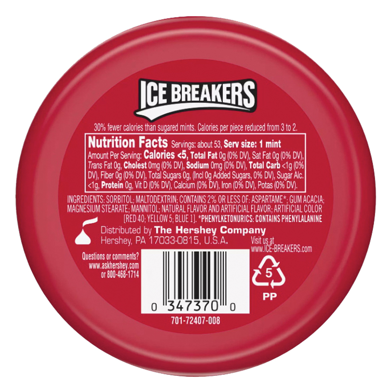 Ice Breakers 0601007 Candy Cane, Minty, 1.5 oz, Puck - 2