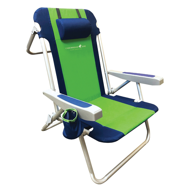 Caribbean Joe CJ-7781 Backpack Chair with Pillow, 20 in W, 25-1/2 in D, 32-1/2 in H, Aluminum Frame, Polyester Seat - 2