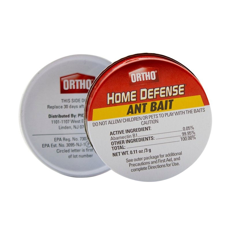 Home Defense OHD-MAT10 Ant Bait Station, 4.32 in L, 2.2 in W, 3.82 in H, 1.06 oz Bait, Metal, Red/White