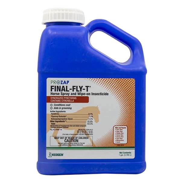 Final-Fly-T 1597010 Equine Insecticide, Liquid, Clear/Light Yellow, Strong, 1 gal