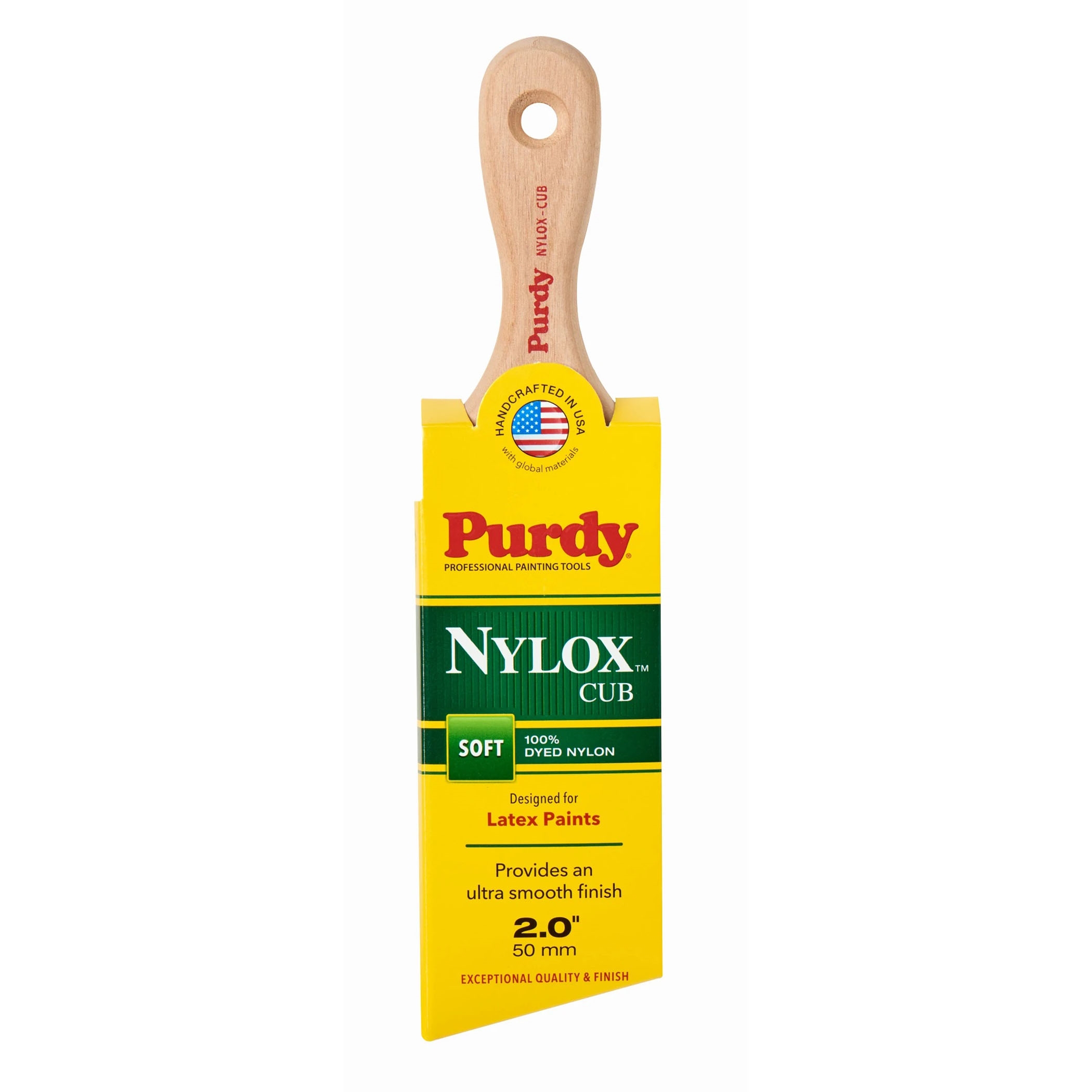 Nylox Cub 144153220 Paint Brush, 2 in W, General Purpose Brush, Nylon Bristle, Ergonomic, Short Handle