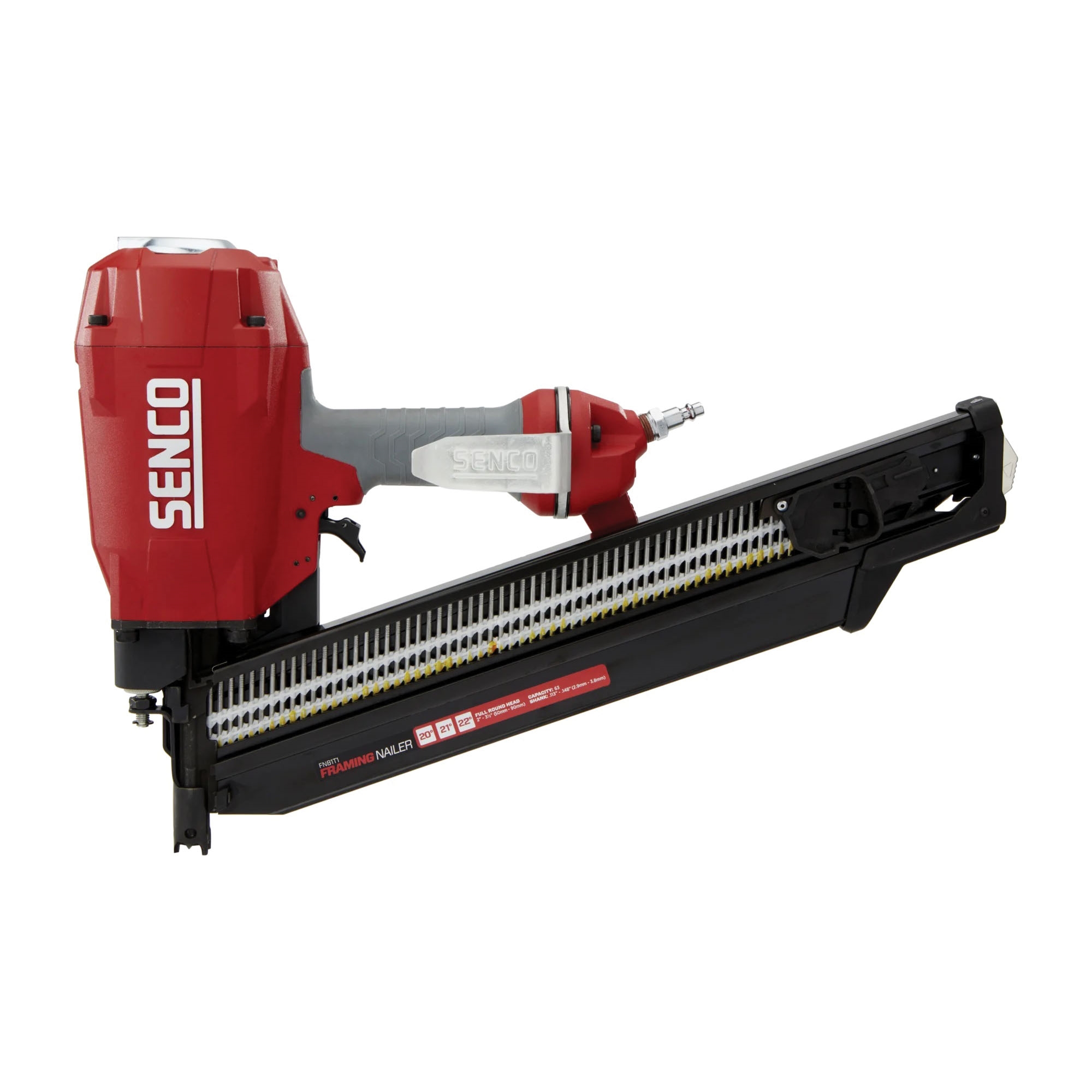FN81T1 Electric Framing Nailer, 63 Magazine, 20, 21, 22 deg Collation, Plastic Strip Collation, 6.7 scfm Air