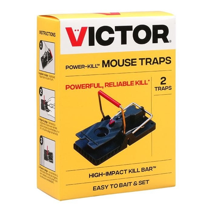 Power-Kill M142B Mouse Trap, Plastic, 2/PK