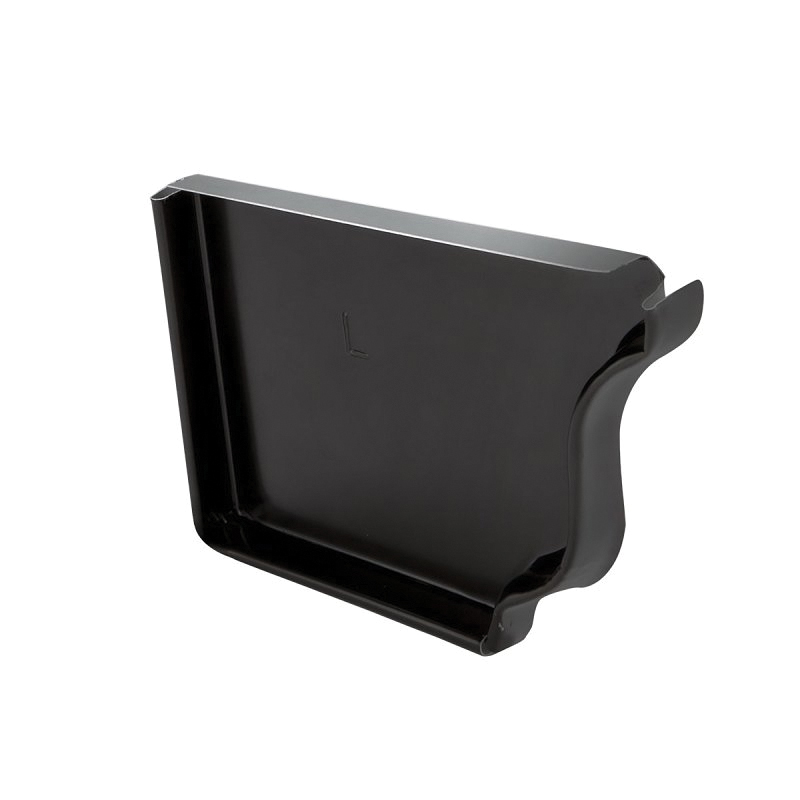 2500535 K-Style Gutter Left End Cap, 1 ft L, 5 in W, Aluminum, Black