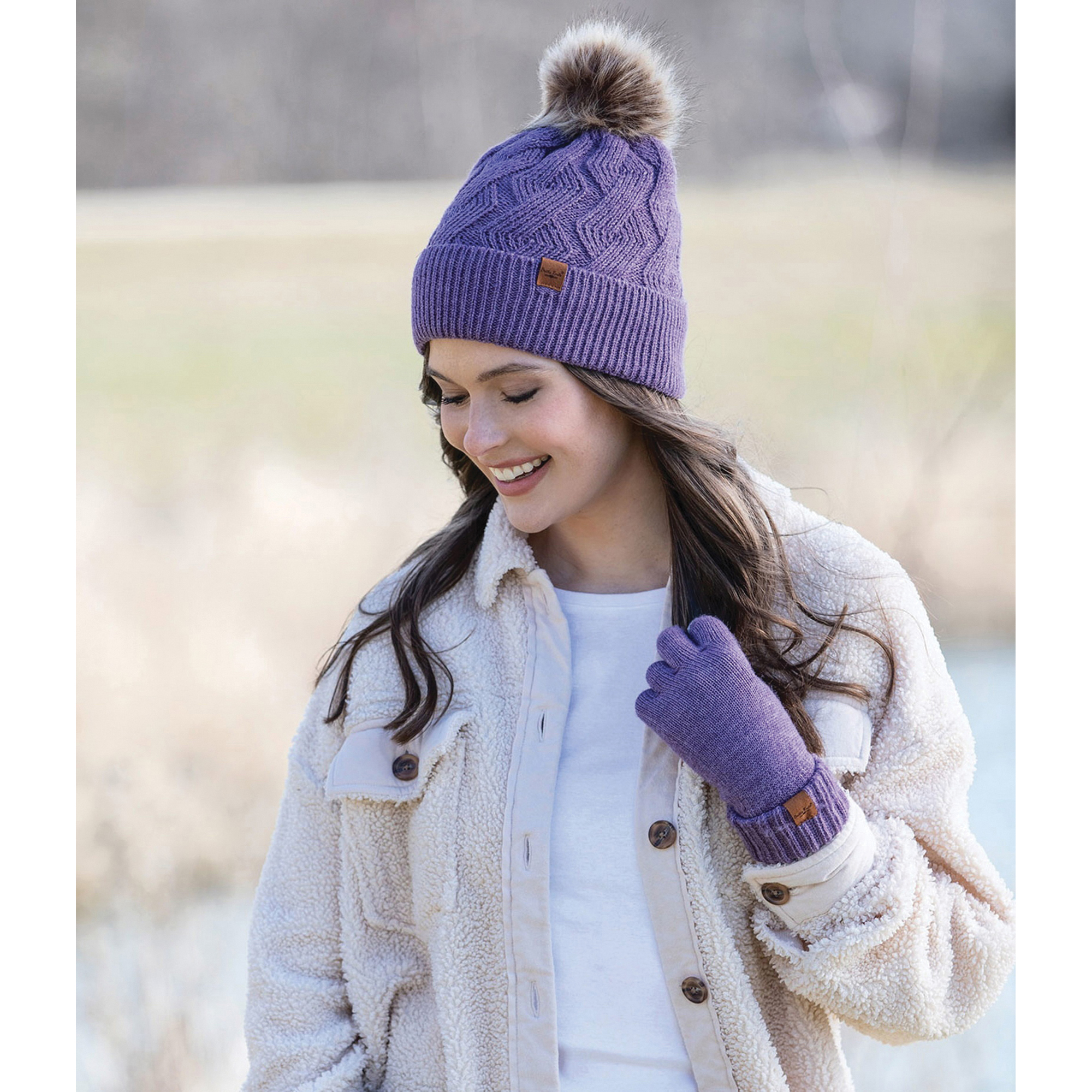 Britt's Knits Mainstay Series BKMSPOM2-SKY Hat, Diamond Weave Knit, Pom, Women's, One-Size, Faux Fur, Sky Blue - 1