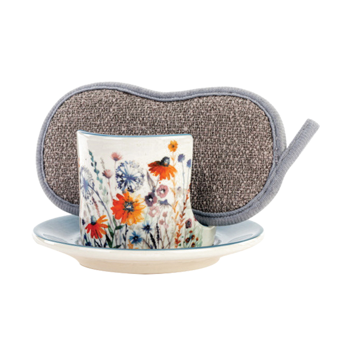 Demdaco 1004180805 Meadow Flowers Soap Dish, Polyester/Stoneware - 2