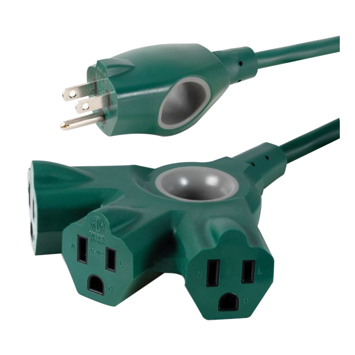 Philips EZGrip SPC6253ZG/37 Indoor/Outdoor Extension Cord, 16 AWG Cable, Plug, Grounded, 25 ft L, 13 A, 125 V, Green - 2
