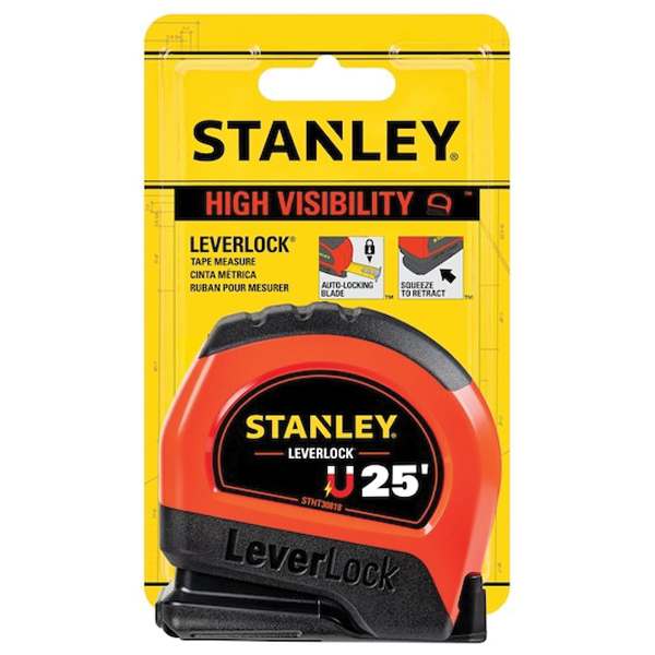 STHT30818S Tape Measure, 25 ft L Blade, 1 in W Blade, ABS Case, Orange Case