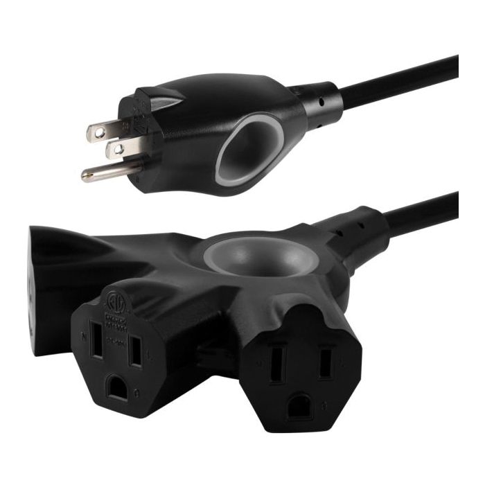 Philips EZGrip SPC3253ZB/37 Indoor/Outdoor Extension Cord, 16 AWG Cable, Plug, Grounded, 25 ft L, 13 A, 125 V, Black - 2