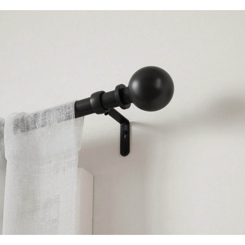 Curtain Rod, Umbra, Bolas Series, 1 in Dia, 36 to 72 in L, Steel, Matte Black - 3