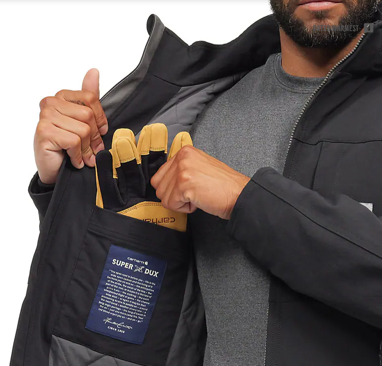 Carhartt Super Dux Series 106006-205-2XL-R Insulated Hooded Jacket, 2XL, Nylon/Spandex, Coffee, Mock Neck, Zipper - 5