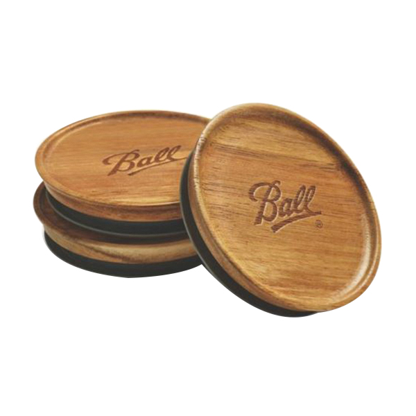 2141326 Lid, Wide Mouth, Acacia Wood, 3/PK