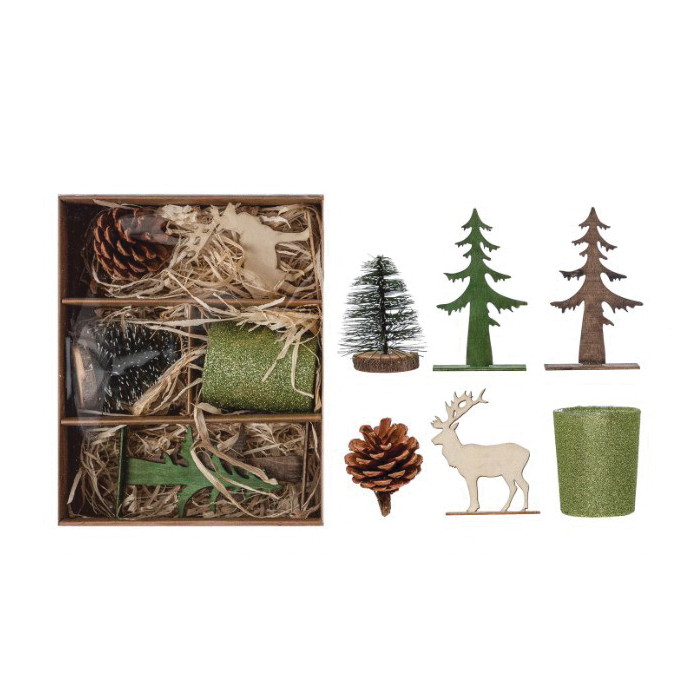 Creative Co-Op Tinsel & Trim Series XS0556 Candle Garden Kit, Includes: Bottle Brush Tree, Tealight - 3